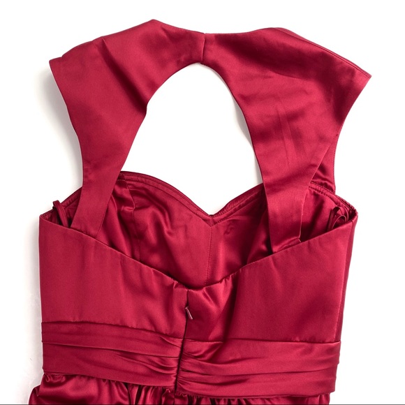 Amsale | cranberry ruby red silky sweetheart gown - Picture 7 of 8